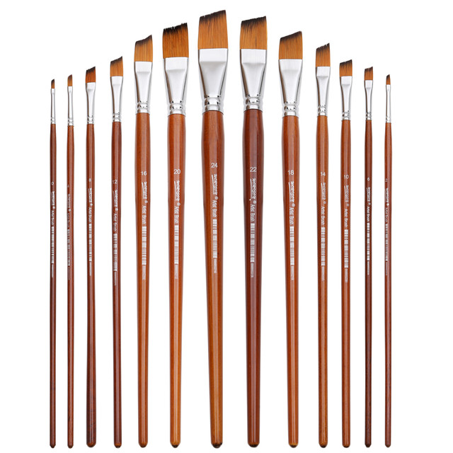 Dainayw 13pcs Angled Paintbrushes Professional Long Handle Paint Brush  Oblique Shape Watercolor Painting Oil Acrylic Nylon Hair - Paint Brushes -  AliExpress